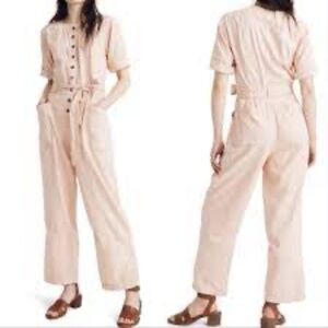 Madewell Top Stitched Coverall Belt Jumpsuit Peach/Pink Womens Size 2